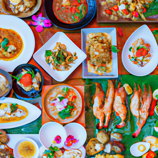 מגוון מנות מקומיות מעוררות תיאבון המייצגות את המטבח הייחודי של קאו לאק